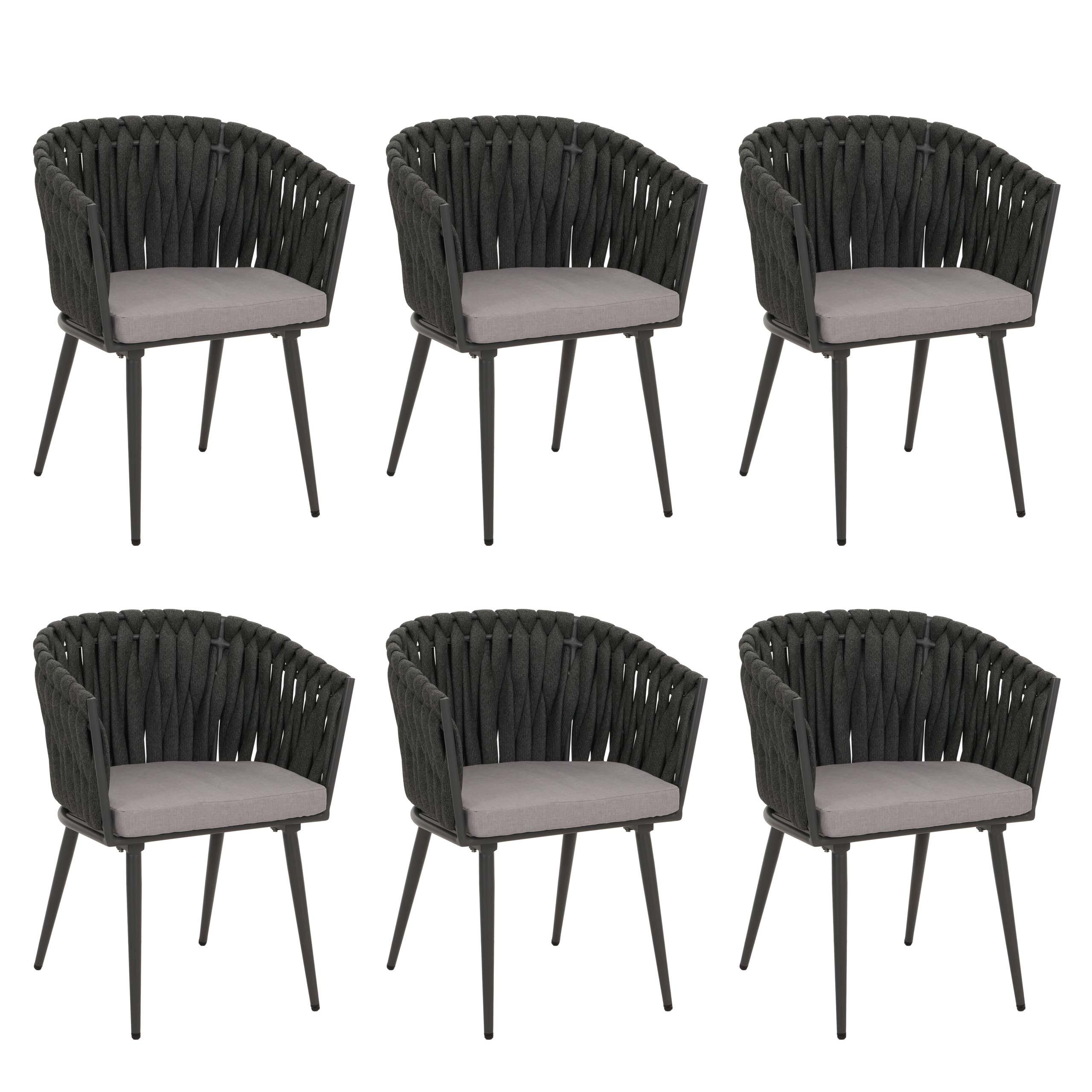 ESSZIMMERSTUHL Dunkelgrau, Hellgrau 6er-Set - Dunkelgrau/Hellgrau, Textil (61/82/57cm) - MCW