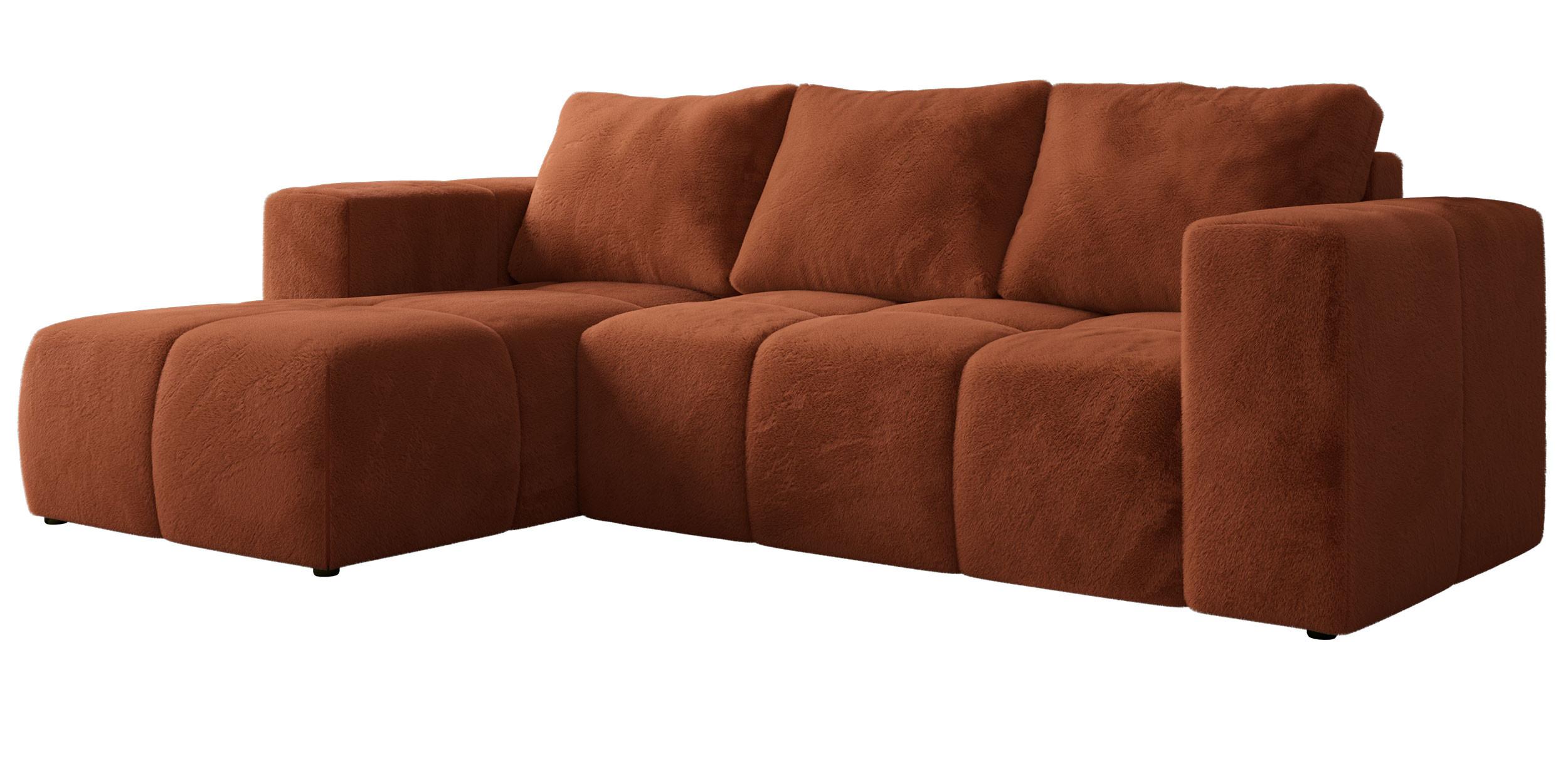 ECKSOFA MONIVA Orange Plüsch - Links - Schwarz/Orange, Kunststoff/Textil (164/266cm) - MKS