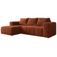 ECKSOFA MONIVA Orange Plüsch - Links - Schwarz/Orange, Kunststoff/Textil (164/266cm) - MKS