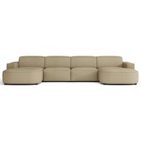 WOHNLANDSCHAFT Sallmo U-Form, universell, 3-Sitzer 374 cm - Schwarz/Cappuccino, Kunststoff/Textil (374/70/166cm) - Selsey