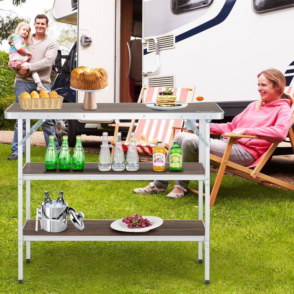 CAMPINGSCHRANK Kaffee - Braun, Holzwerkstoff (38/110/88cm) - COSTWAY