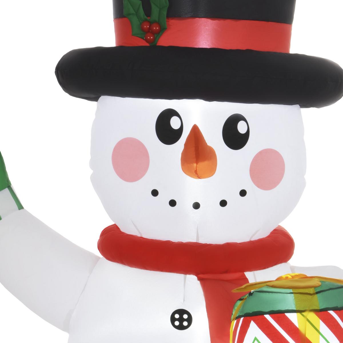 AUFBLASBAR Weihnachtsdeko 1,8 m Schneemann mit LED-Beleuchtung Gartendeko - Weiß, Kunststoff (80/180/120cm) - Outsunny