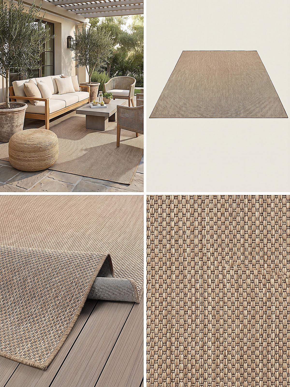FLACHWEBTEPPICH Uni BORNO Polypropylen Natur 160 x 220 cm - Beige, Textil (160/220cm) - KADIMA DESIGN