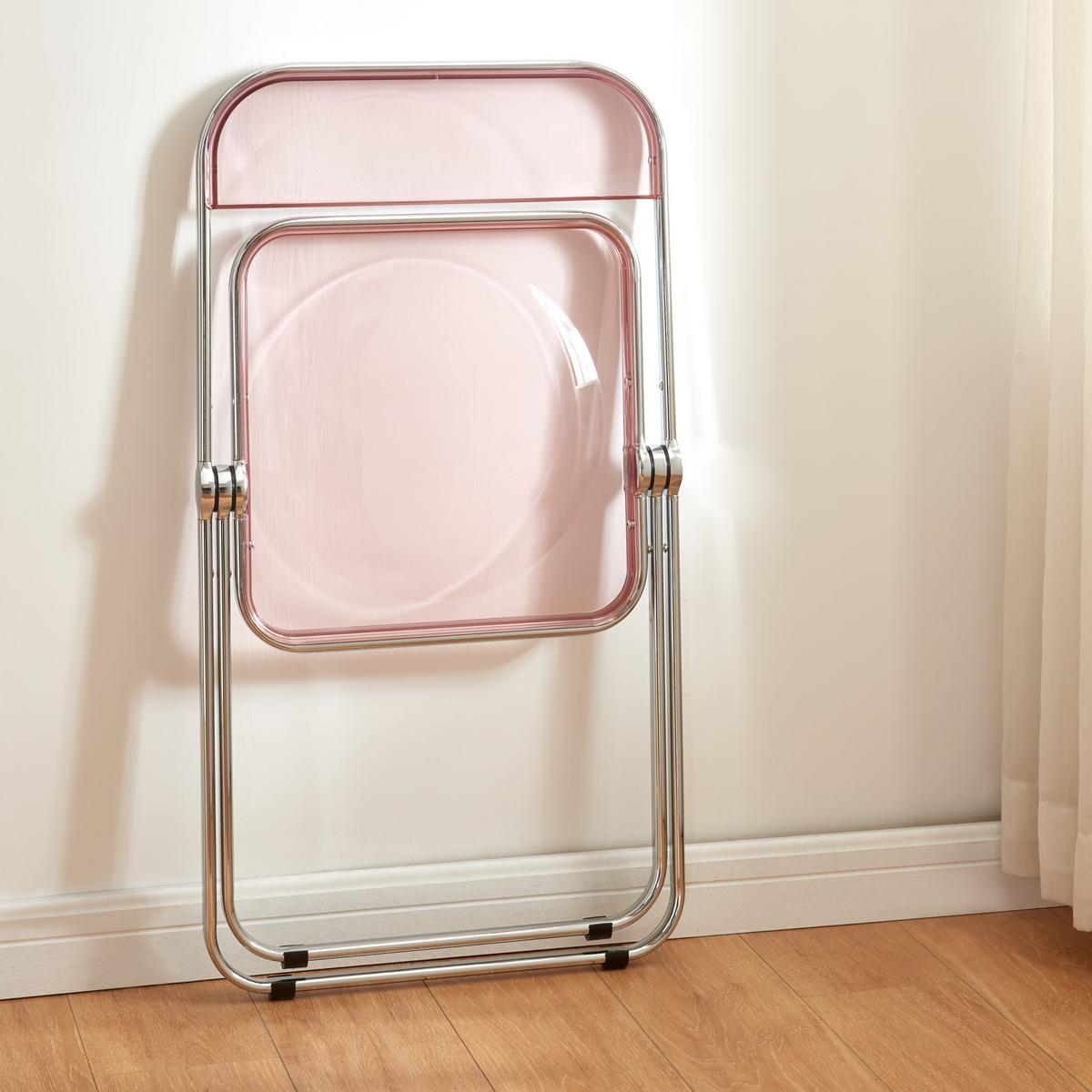 KLAPPSTUHL-SET Pornainen 4 TLG. - Pink, Kunststoff/Metall (46/74/47cm) - [en.casa]