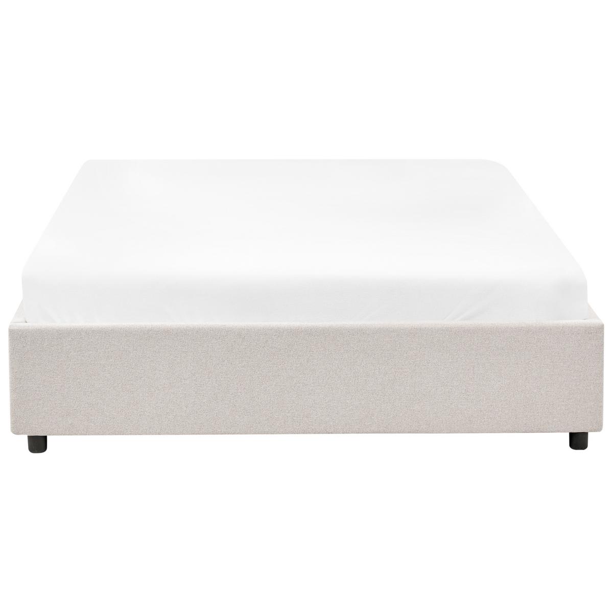 BETT mit Schubladen ohne Kopfteil 140/200 cm Stoff Hellbeige Prades - Beige, Textil (140/200cm) - Beliani