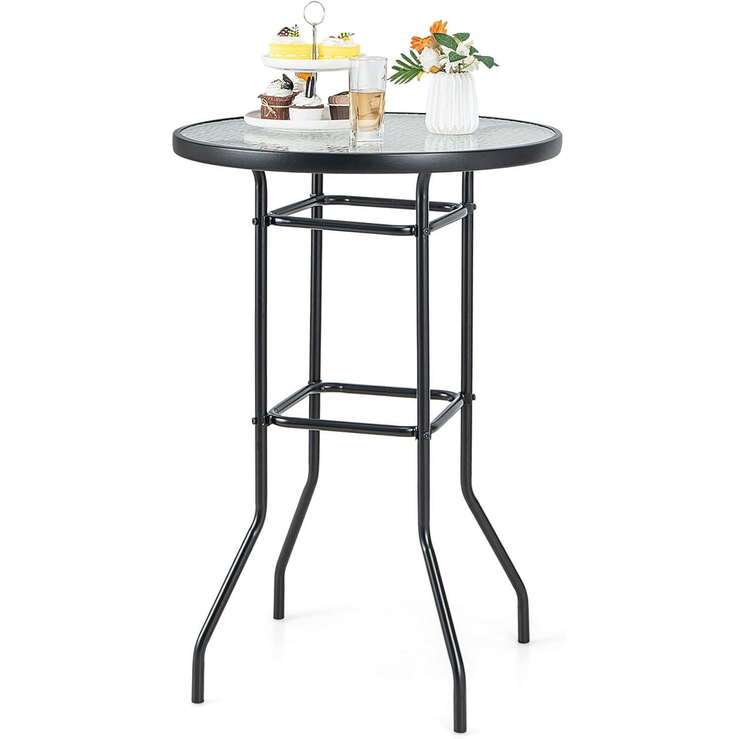 GARTENTISCH Schwarz - Schwarz, Glas (68/68/97cm) - COSTWAY