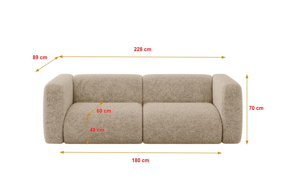 MODULARES Sofa 2-SITZER MIRA-S1 228x89x70 Braun cm Velours - Schwarz/Braun, Holzwerkstoff/Kunststoff (228/70/89cm) - ALTDECOR