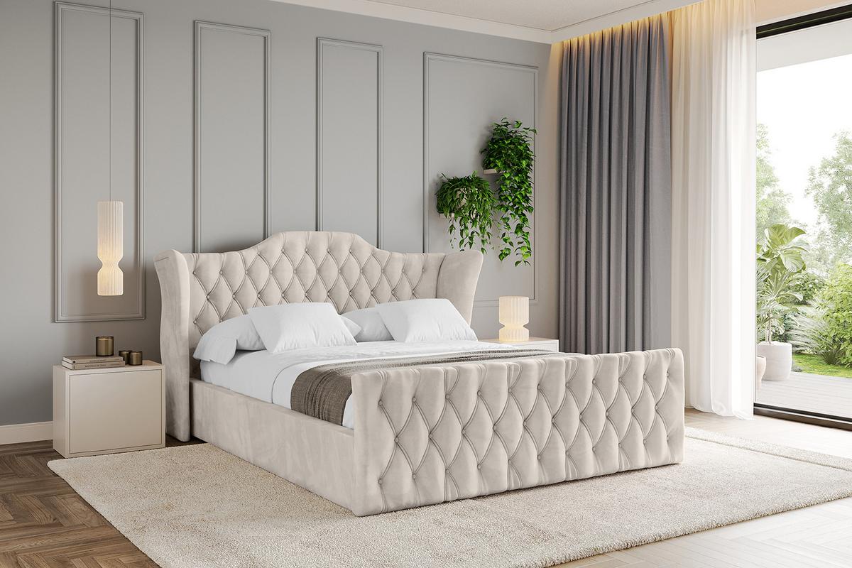 POLSTERBETT mit Bettkasten, Fußteil und Lattenrost, Boxbett mit Matratze H3/H4 - ZORAN-Z 120x200 Beige - Beige, Holzwerkstoff/Textil (120/200cm) - ALTDECOR