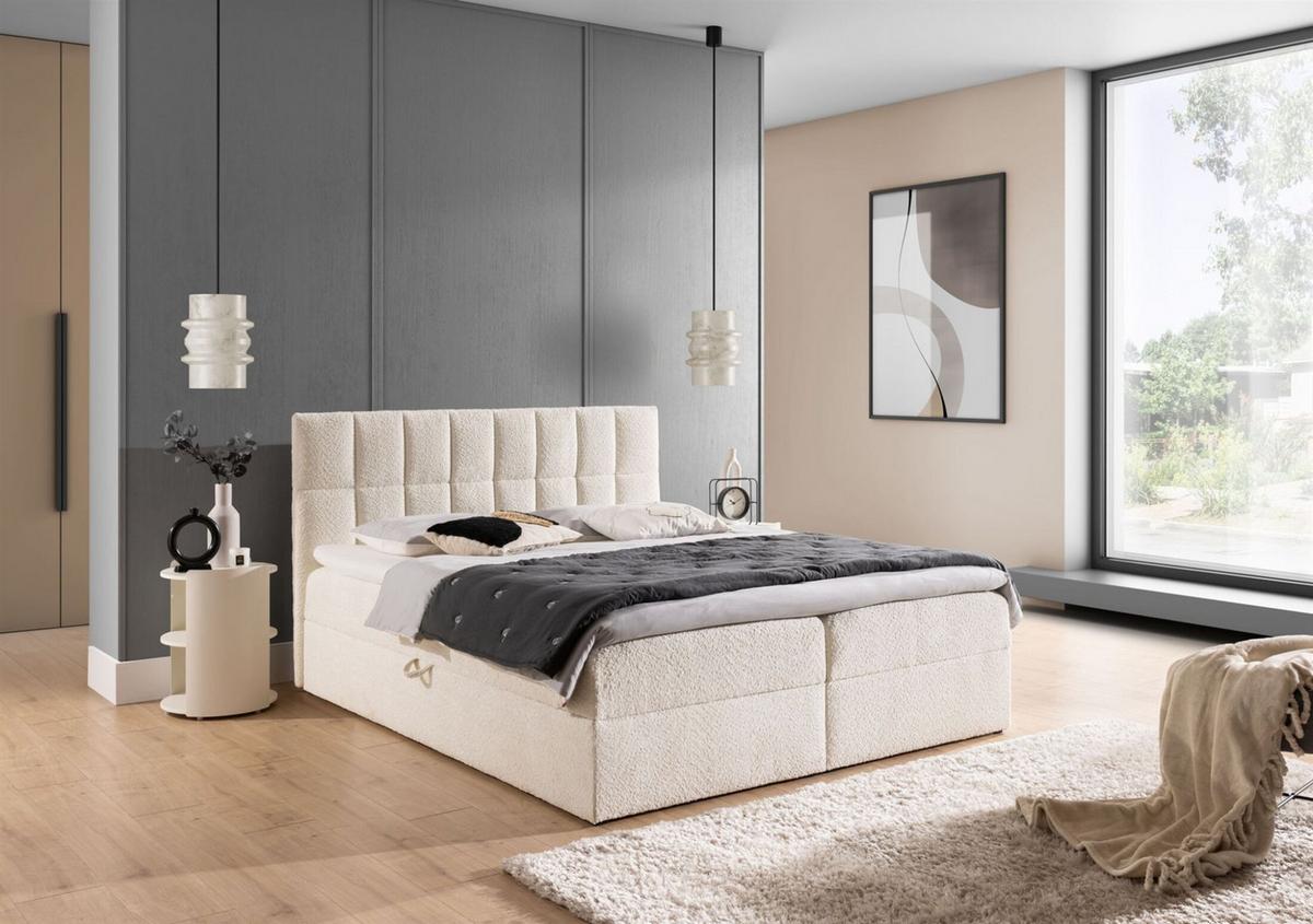 BOXBETT Dominga - Creme, Holzwerkstoff/Textil (160/200cm) - Fun Möbel