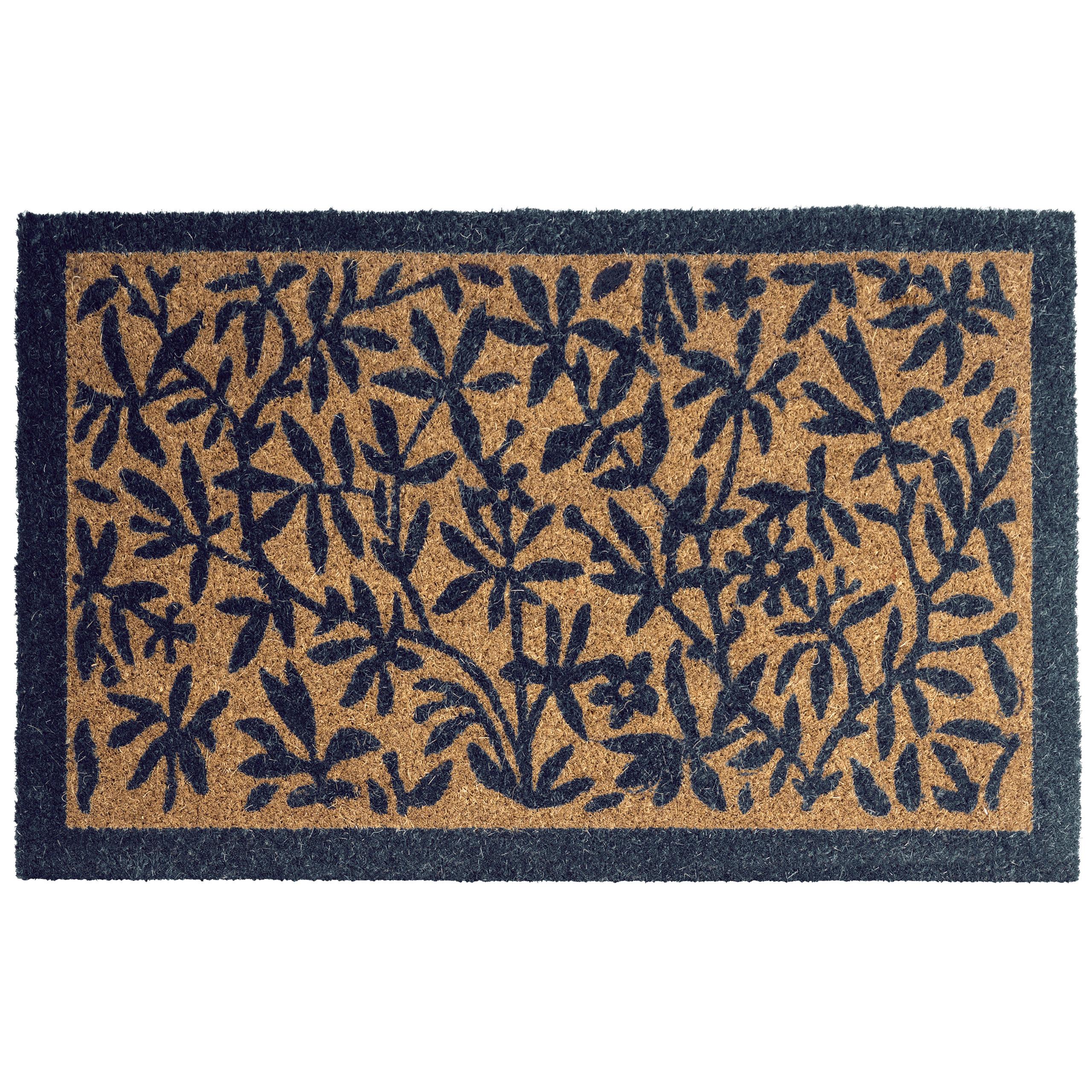 FUSSMATTE Naturfarben 50/80 cm Blatt Kokosfasern Nunivak - Naturfarben/Hellblau, Textil (50/80cm) - Beliani