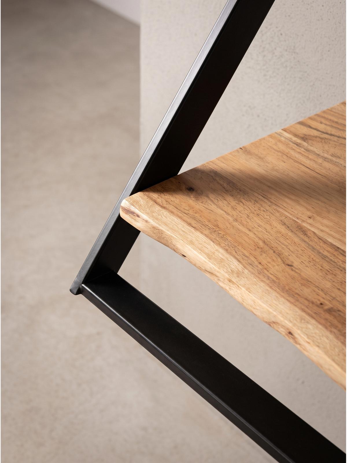 WANDGARDEROBE TIETAR, Akazie Massivholz, Akazie-Schwarz, 100 x 32,5 x 40 cm - Schwarz/Akaziefarben, Metall (100/40/32.5cm) - KADIMA DESIGN