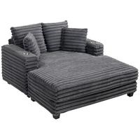SCHLAFSOFA mit Getränkehalter 134/151/89 cm Grau - Schwarz/Grau, Kunststoff/Textil (134/89/151cm) - HOMCOM