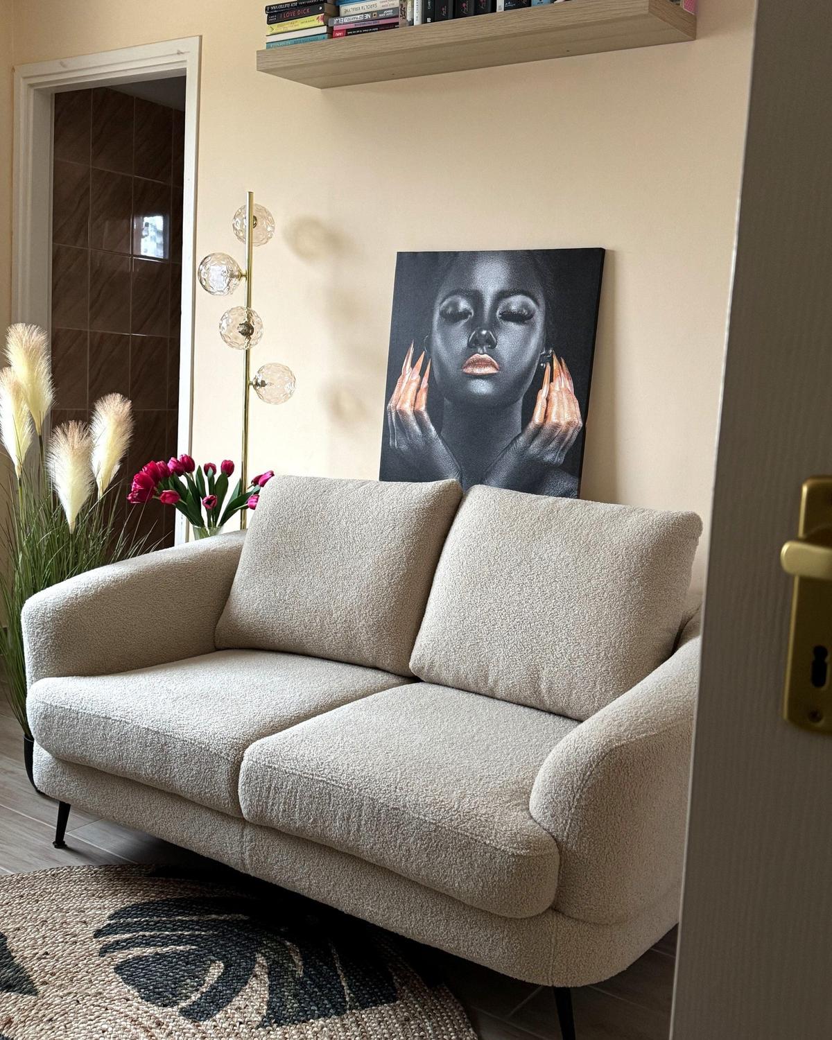 2-SITZER-SOFA Bouclé Hellbeige Kjaer - Beige, Textil (155/100/100cm) - Beliani