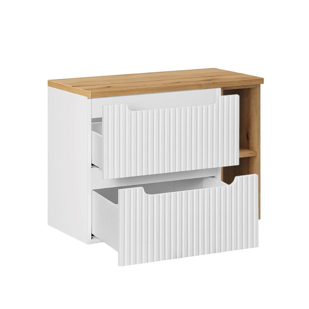 WASCHTISCH 80.4cm Riva Weiß und Holz - Weiß, Holzwerkstoff (80.4/59/40cm) - Petits-meubles