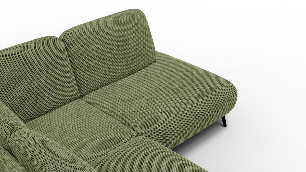 ECKSOFA FEBE 5-Sitzer rechts, olivgrün - Schwarz/Olivgrün, Holz/Textil (271/190cm) - Wozimo
