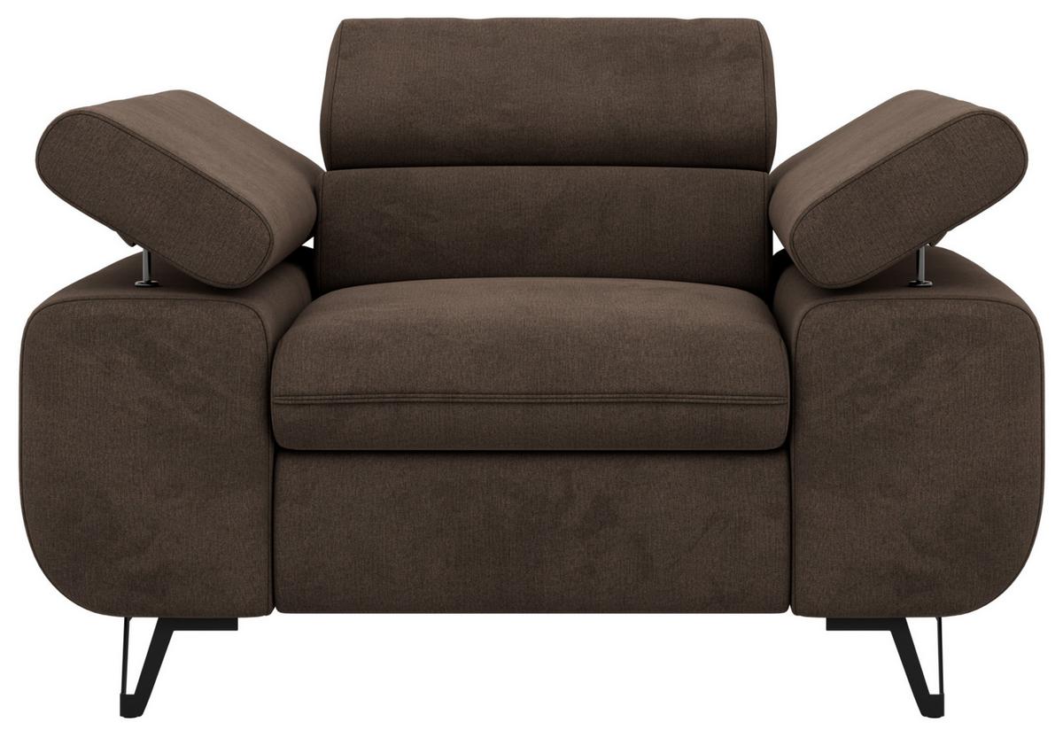 SESSEL PETER 1 - Braun Velvet - Schwarz/Braun, Textil/Metall (126/76/99cm) - MKS
