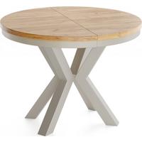 ESSTISCH Clara Grau-Beige runder ausziehbarer, Craft Eiche 100-180/100/76 cm - Greige/Eiche Wotan, Holzwerkstoff/Metall (100/176/76cm) - WFL GROUP