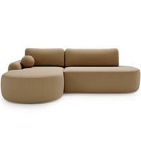 ECKSOFA Aurio O Bouclé-Stoff Hellbraun Links - Hellbraun, Holz/Textil (271/177cm) - Graingold