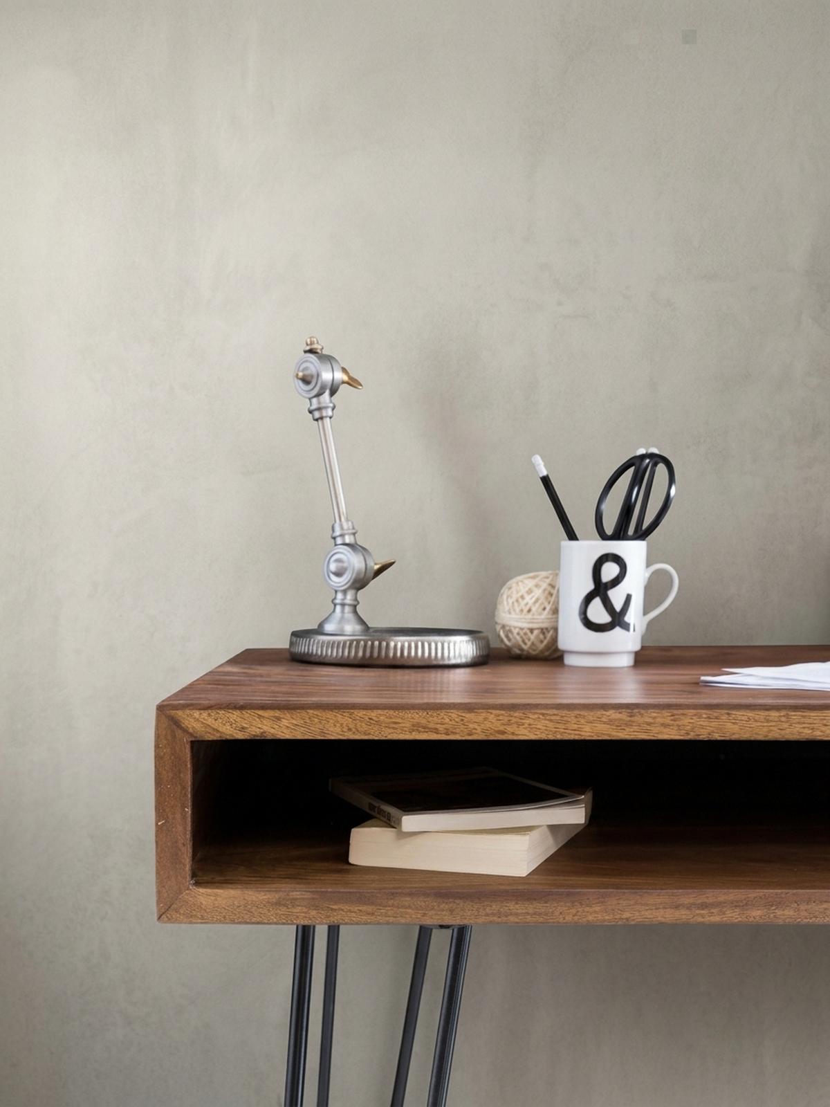 SCHREIBTISCH – Massivholz, Industrial Retro, große Platte, Haarnadelbeine - Schwarz/Braun, Holz/Metall (60/110/76cm) - KADIMA DESIGN