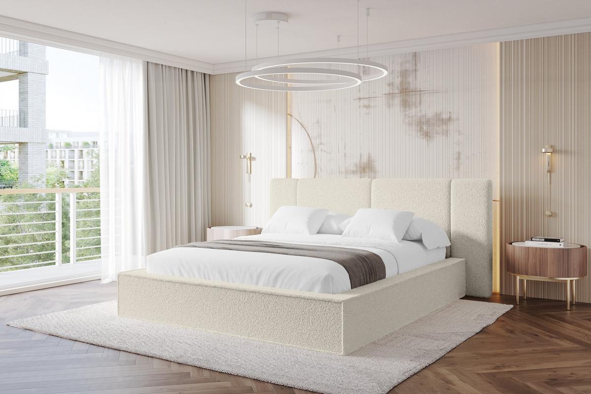 POLSTERBETT mit Bettkasten und Lattenrost, Bett mit Matratze H3/H4 - RIVO 120x200 Beige - Champagner, Holzwerkstoff/Textil (120/200cm) - ALTDECOR