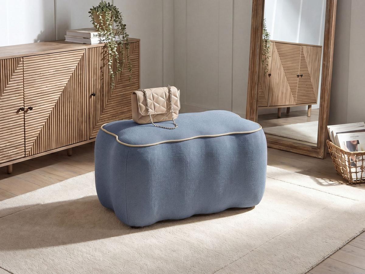 POLSTERBANK Stoff Hellblau Juno - Beige, Textil (69/38/38cm) - Beliani