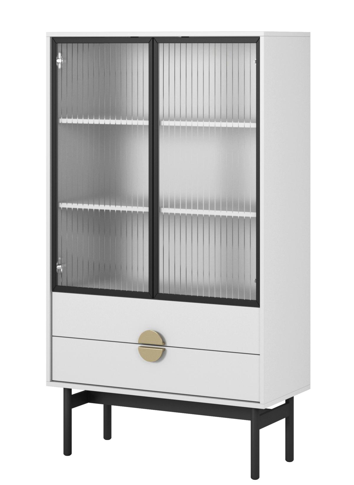 VITRINE Stoon II Weiß 150 cm - Goldfarben/Schwarz, Holzwerkstoff/Metall (85.5/150/41cm) - Selsey