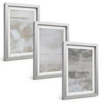 BILDER SET 3er Set - 20x30 cm Silberner Rahmen - Moderne, Used-Look-Texturen - Silberfarben, Kunststoff (20/30cm) - TULUP