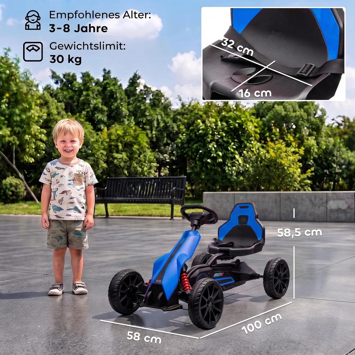 KINDER-ELEKTRO-GOKART Kunststoff Metall Blau - Blau, Kunststoff (100/58/58.5cm) - HOMCOM
