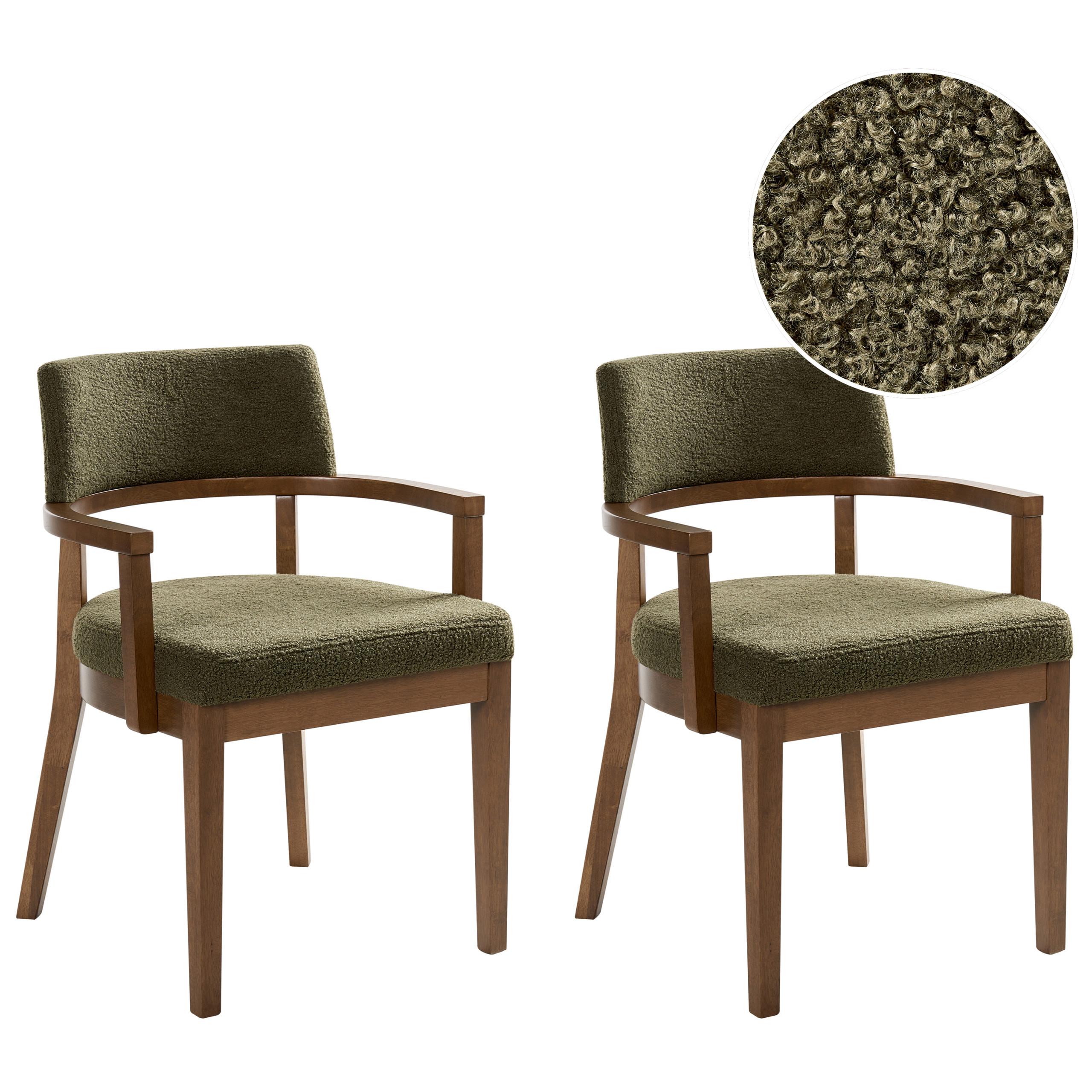 ESSZIMMERSTUHL 2er-Set Grün Dalbo - Dunkelbraun/Grün, Textil (59/82/56cm) - Beliani