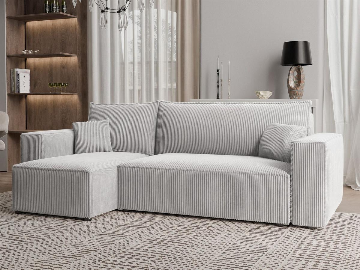ECKSOFA Adara Mit Schlaffunktion - Hellgrau, Holzwerkstoff/Textil (244/145cm) - Fun Möbel