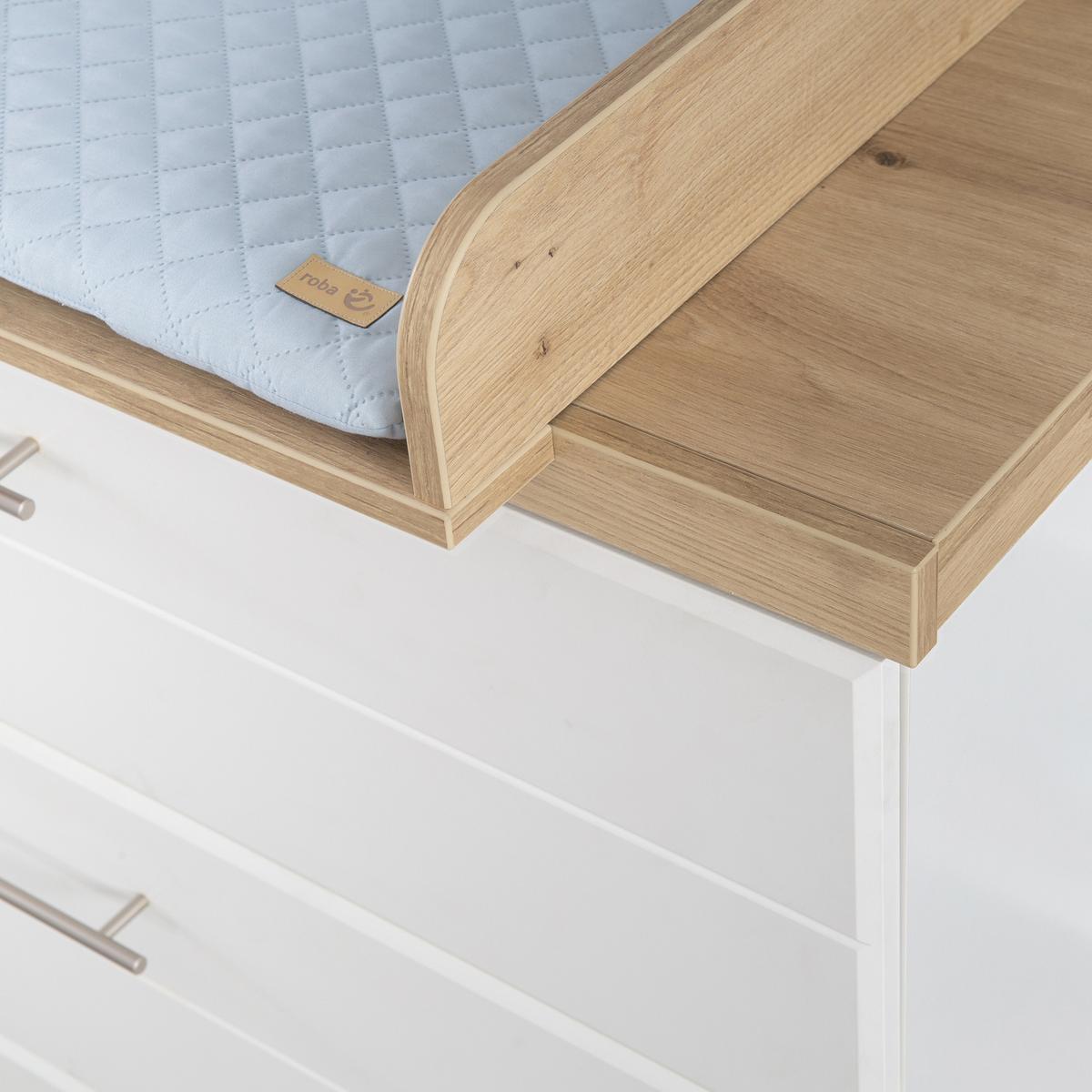WICKELKOMMODE Nele - Silberfarben/Weiß, Holzwerkstoff/Metall (119/103/77.5cm) - Roba