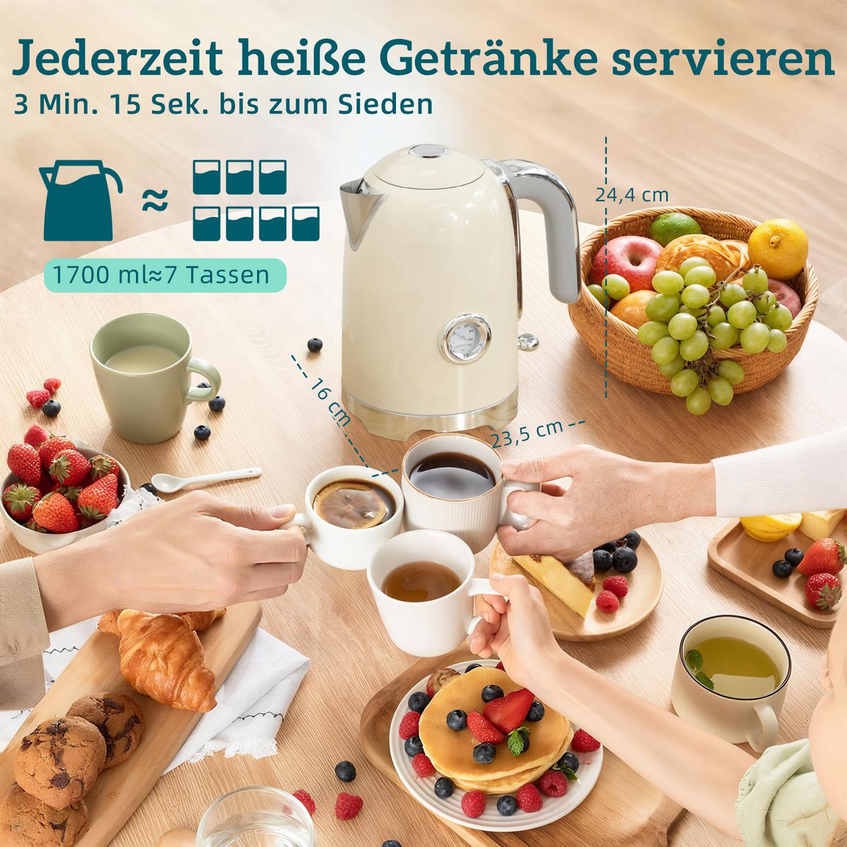 KOCHER-TOASTER-SET 2er Set Kunststoff Edelstahl Cremeweiß - Creme, Kunststoff (16/24.4/23.5cm) - HOMCOM