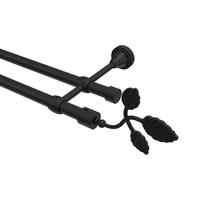 GARDINENSTANGE Primus Alessia 100 cm, 2-läufig (ohne Ringe), 16 mm Ø Schwarz - Schwarz, Metall (100cm) - INTERDECO