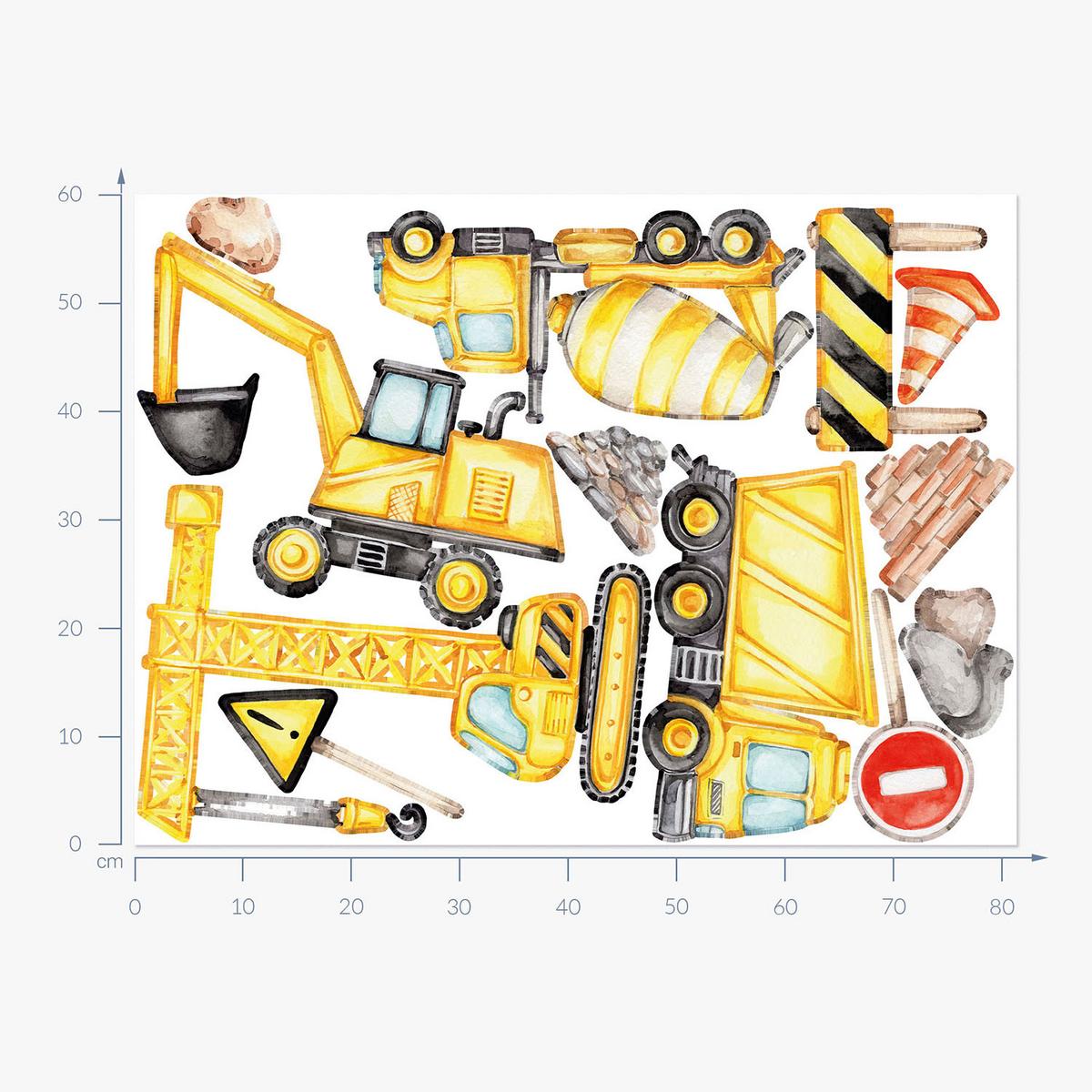 WANDAUFKLEBER 60x81cm - Arbeitsfahrzeuge und Maschinen - Multicolor, Kunststoff (60/81/0.1cm) - Wallfluent