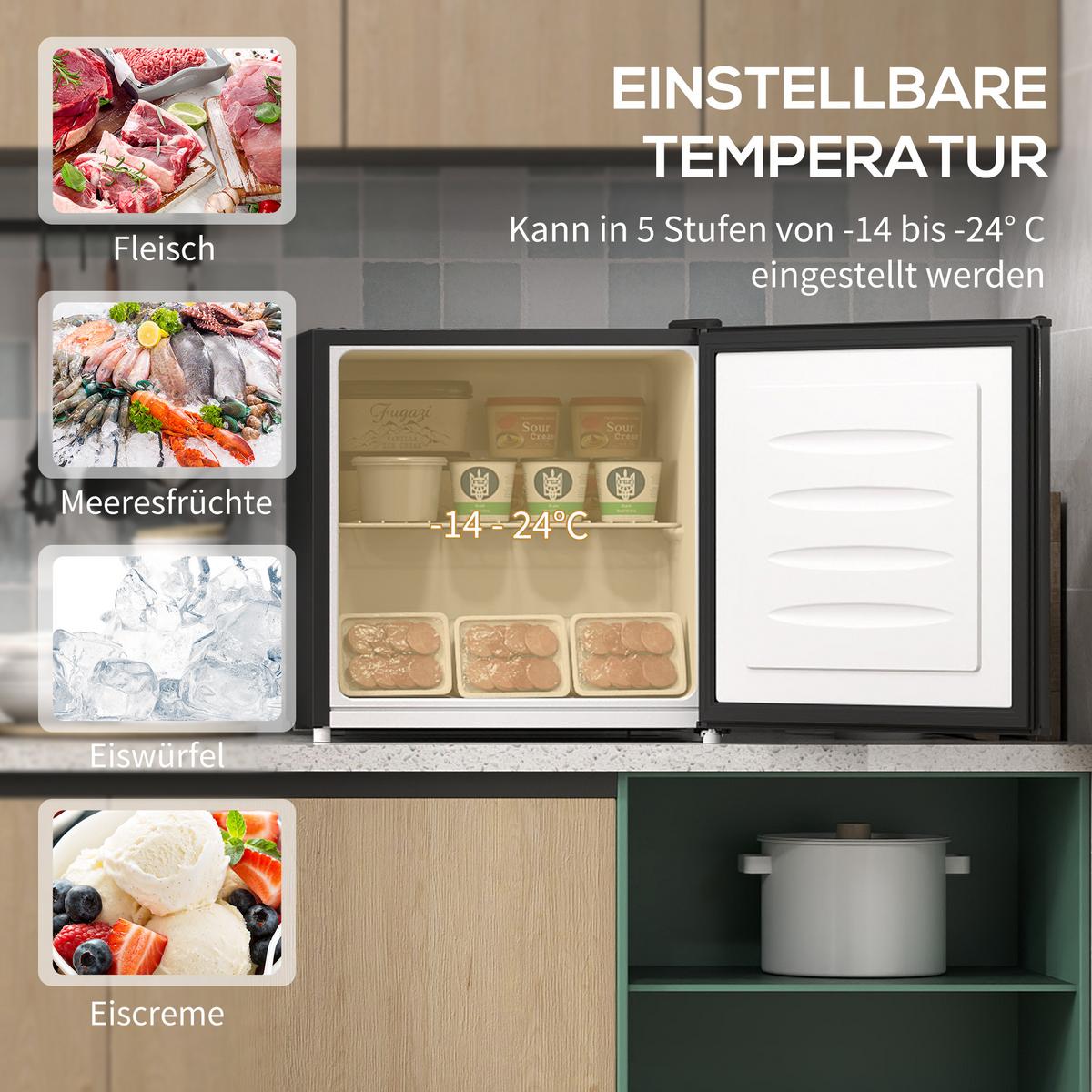 MINI-GEFRIERSCHRANK aus Stahl Kunststoff Schwarz - Schwarz, Kunststoff (44.2/48.8/47cm) - HOMCOM