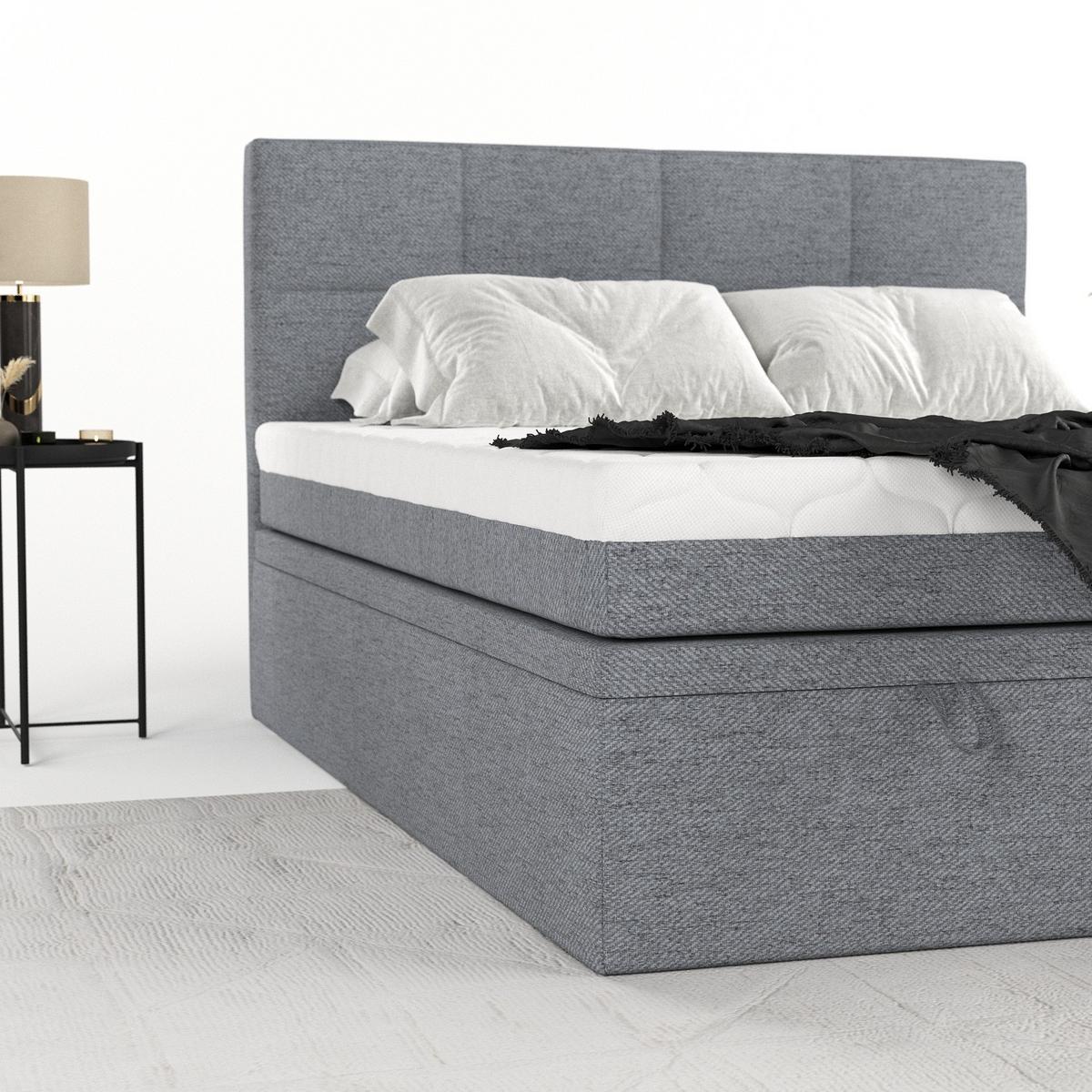 BOXBETT Tessa 140/200 cm Grau im Neve Stoff - Schwarz/Grau, Holz/Holzwerkstoff (140/200cm) - AltaBeds