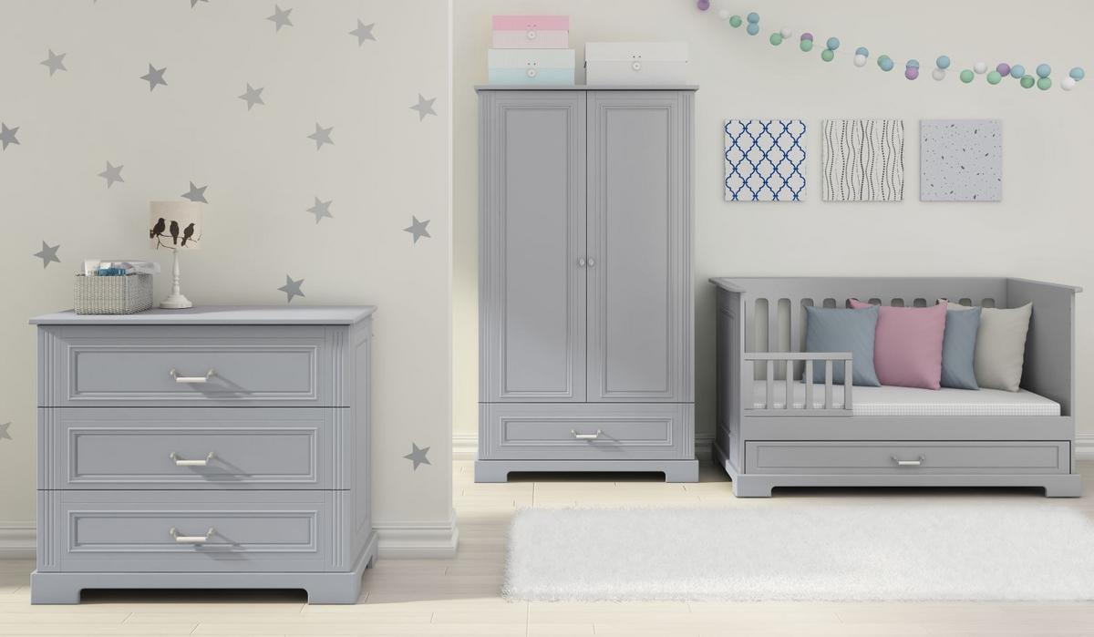 KINDERKLEIDERSCHRANK Ines, 2-türig – ideal für das Kinderzimmer Grau - Grau, Holzwerkstoff (102/193/51cm) - RAUMHIRSCH FURNITURE