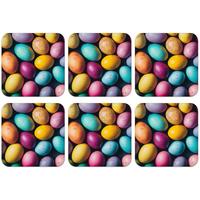 GLASUNTERSETZER 6er-Set Bunt - Ostereier - Spritzer Zubehör für Getränke 10x10 cm - Multicolor, Naturmaterialien (10/0.2cm) - MuchoWow