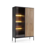 VITRINE Graphit, Wotan Eichefarben 104/166/39 cm Deo - Eiche Wotan/Schwarz, Glas/Naturmaterialien (104/166/39cm) - Graingold