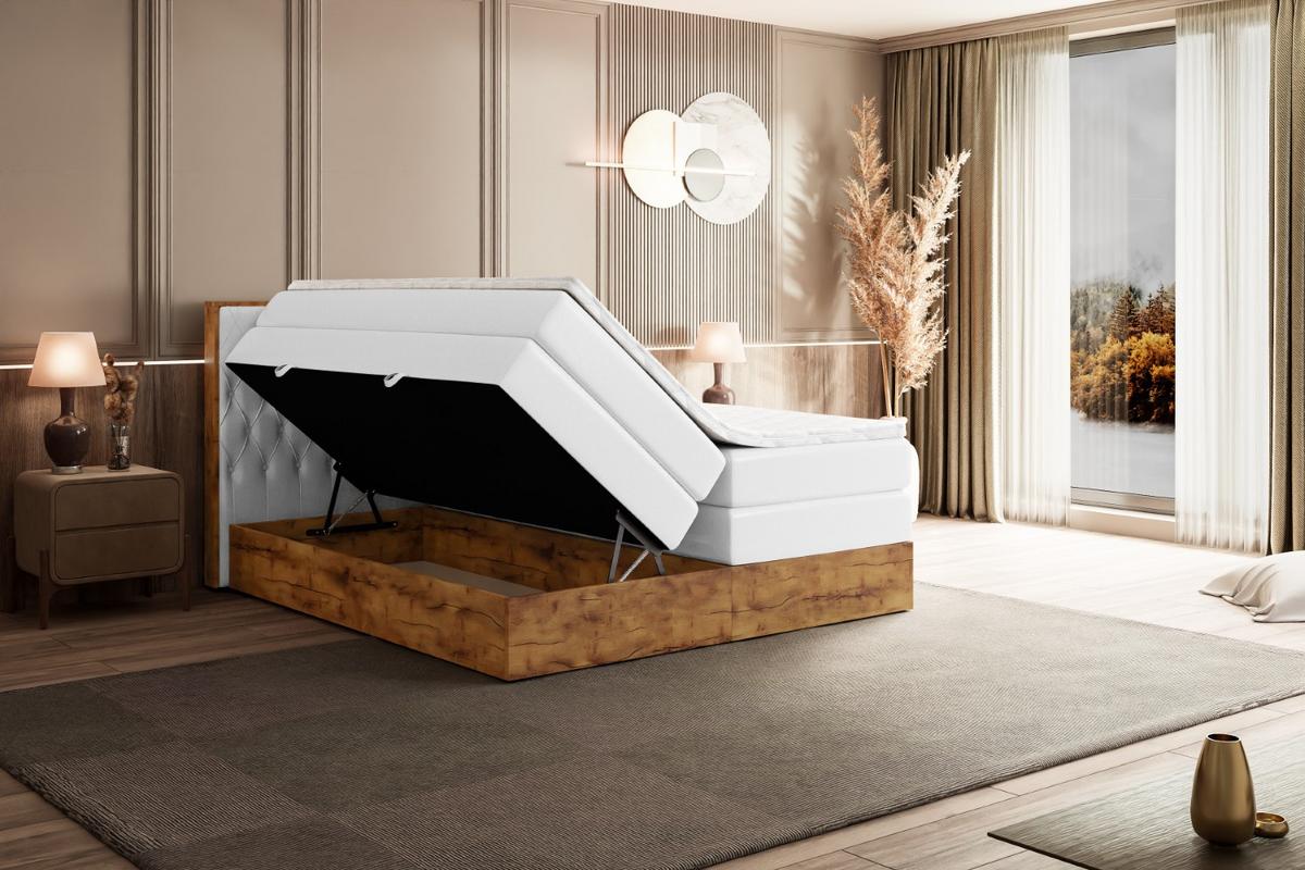 BOXSPRINGBETT mit Matratze H3|H4 und Lattenrost - LOLLI5 KING-180x200 - Weiß - Weiß, Holzwerkstoff (180/200cm) - ALTDECOR