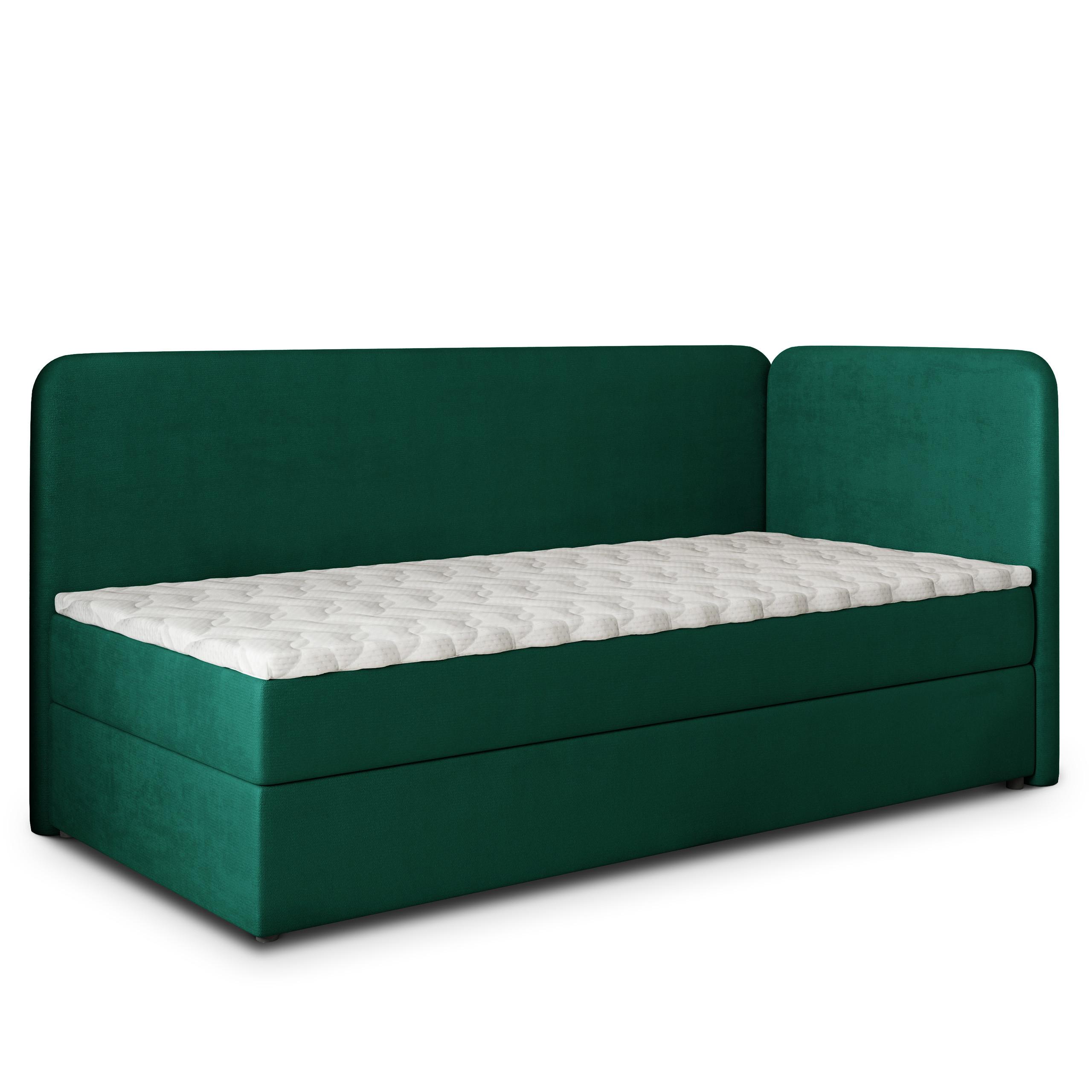 BOXBETT GINA 100x200 cm mit Matratze und Topper, H2+H3 - Grün - Grün, Holz (100/200cm) - MASSENO