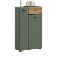 BADKOMMODE grün, Evoke Eiche 51 cm, Midischrank mit 7 Fächern - Eichefarben/Schwarz, Holzwerkstoff/Kunststoff (51/91/30cm) - Inn.Furn