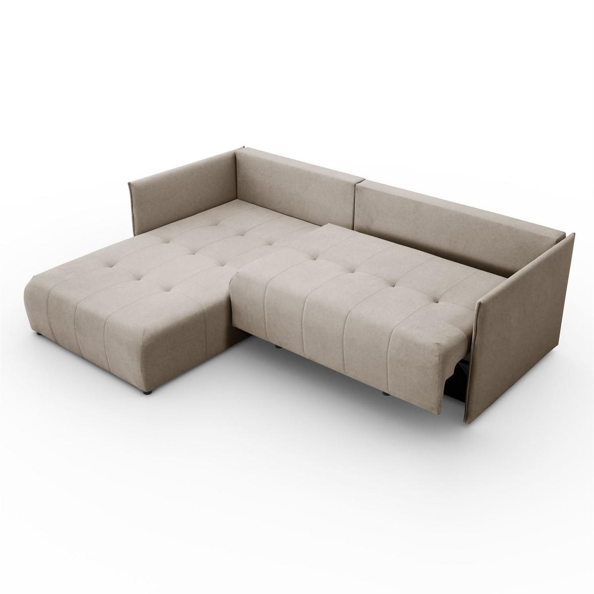 ECKSOFA APOLLO L mit Schlaffunktion und Bettkasten – linke Seite - Beige, Textil (246/188cm) - Lookway