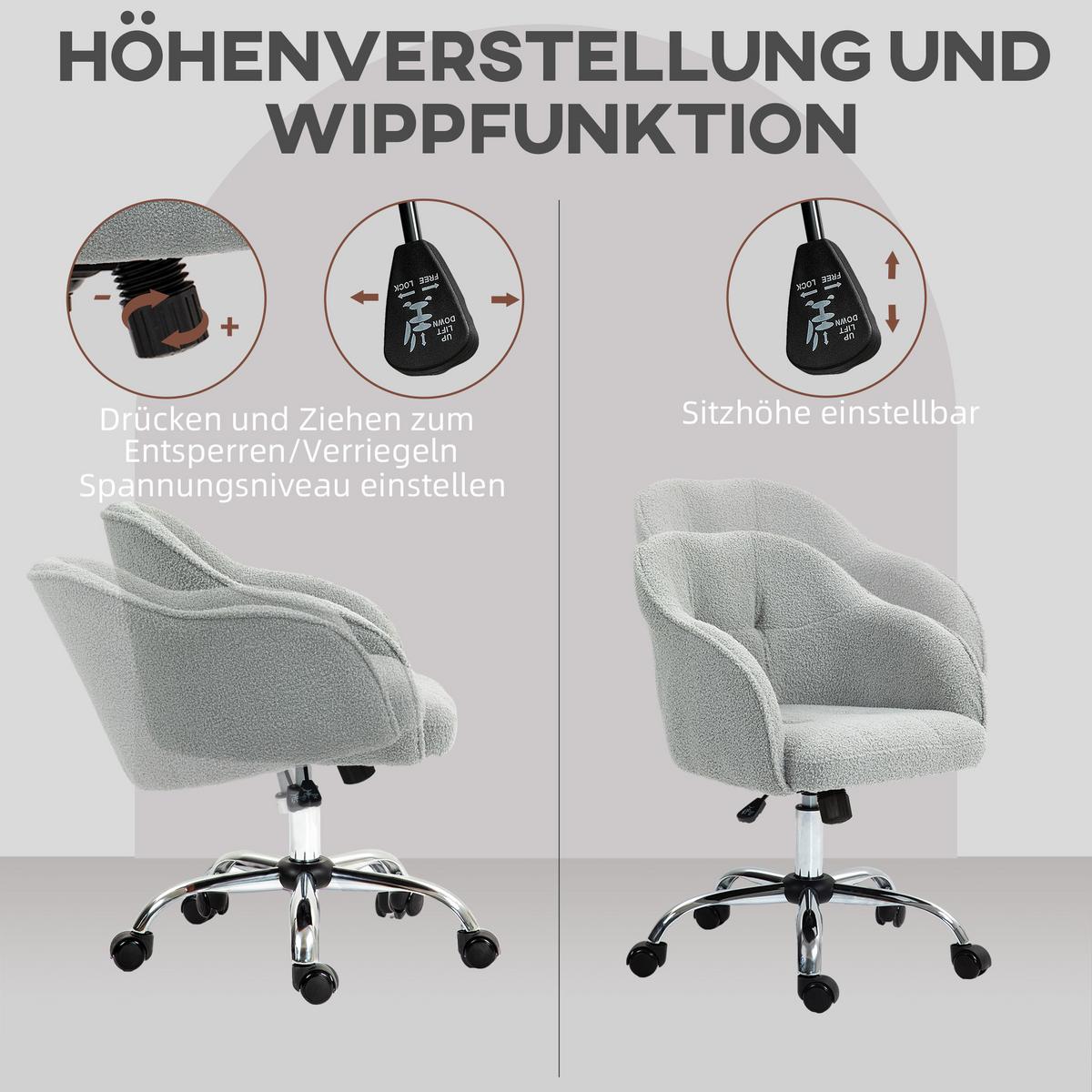 BÜROSTUHL Polyester Kunstleder Grau - Grau, Kunststoff (61/86/56cm) - HOMCOM
