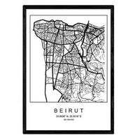 POSTER Beirut Stadtkarte – Nordisch A4 Rahmenlos - Klar, Papier (29.7/5/21cm) - Nacnic