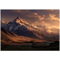 FOTOTAPETE Gebirge Landschaft Braun 300x210 cm - Multicolor, Papier (300/210cm) - Wallarena