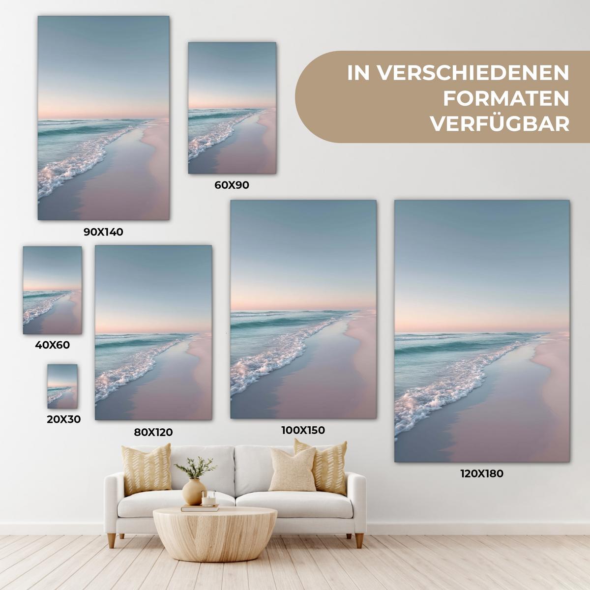 LEINWANDBILD Küstenlinie - Pastell - Wasser Wanddeko 40x60 cm - Pastellblau, Textil (40/60cm) - MuchoWow