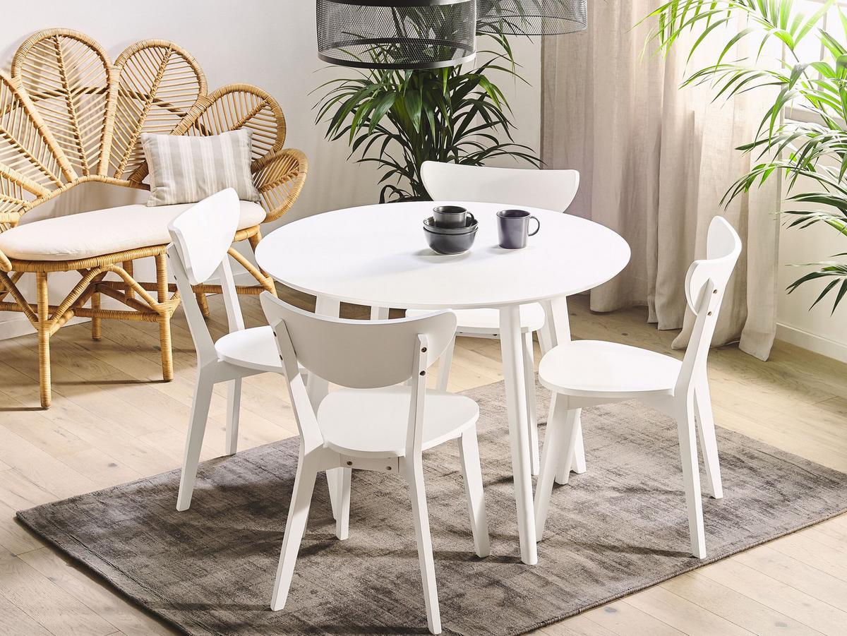 ESSTISCH 100/100/75 cm Weiß Rund Roxby - Weiß, Holzwerkstoff (100/100/75cm) - Beliani