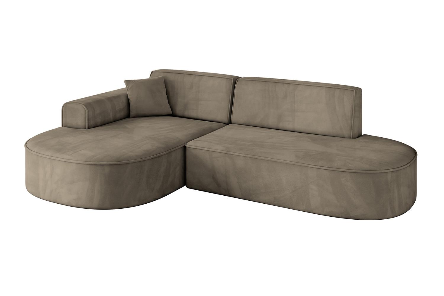 ECKSOFA Ottomane Links MARI-L1 - 243x171x79 cm Dunkelbraun Velours - Dunkelbraun/Schwarz, Holzwerkstoff/Kunststoff (243/171cm) - ALTDECOR
