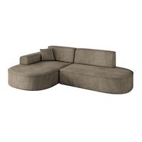 ECKSOFA Ottomane Links MARI-L1 - 243x171x79 cm Dunkelbraun Velours - Dunkelbraun/Schwarz, Holzwerkstoff/Kunststoff (243/171cm) - ALTDECOR
